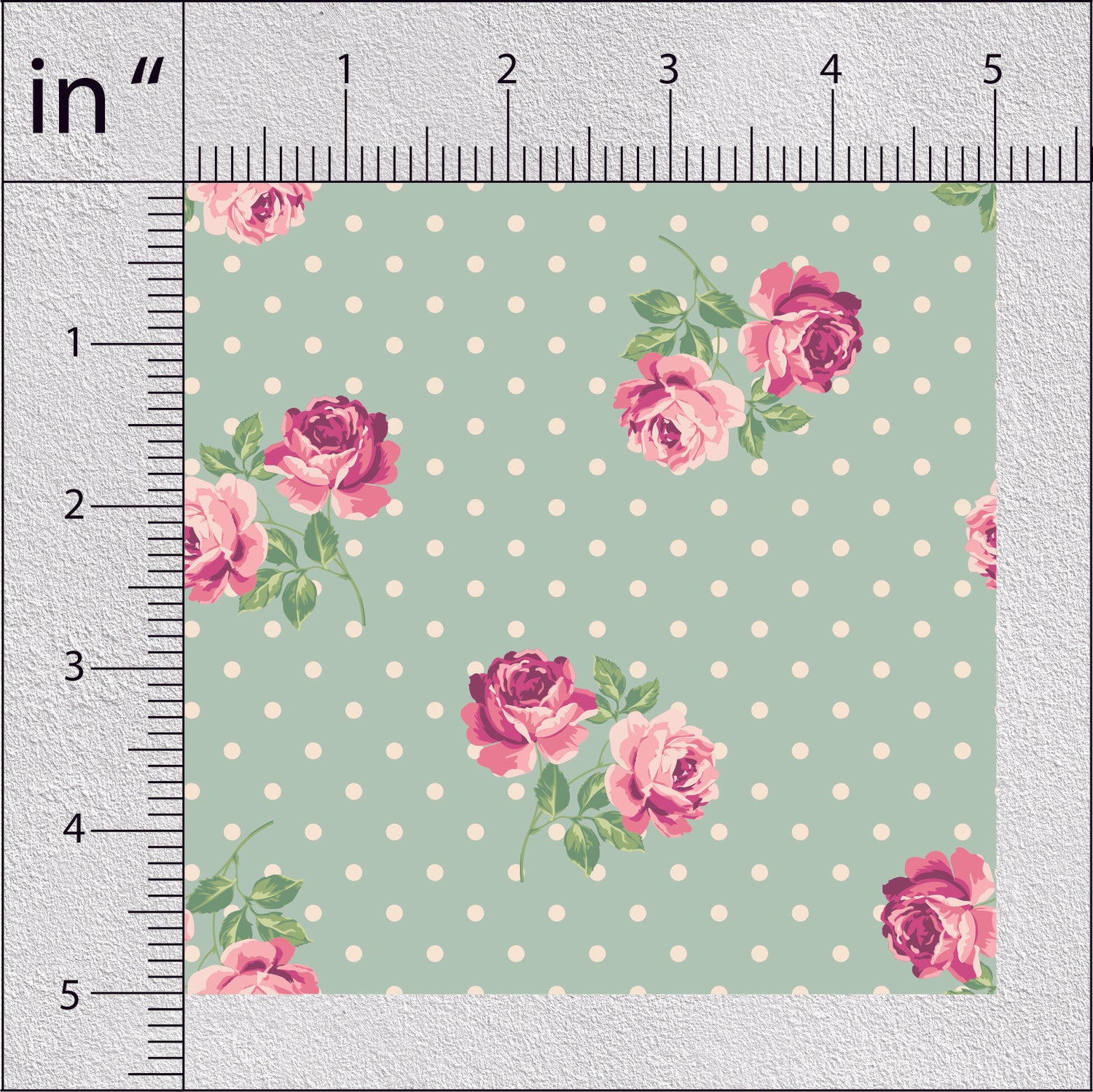 Pink Rose Green Leaves Floral Print